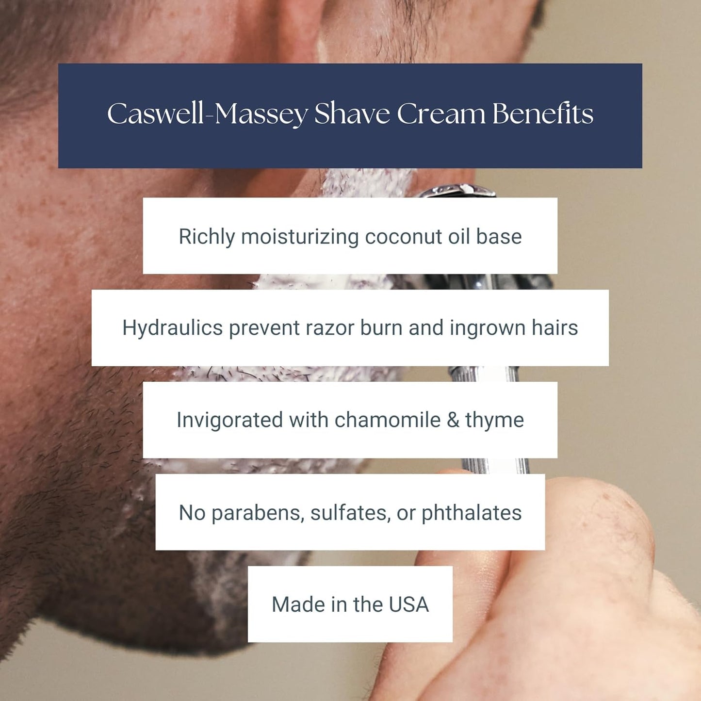 Caswell-Massey Number Six Shave Cream, Natural Men’s Shaving Cream for Smooth Beard Shaving, Soothing for Sensitive Skin, Made in USA, 8 Oz