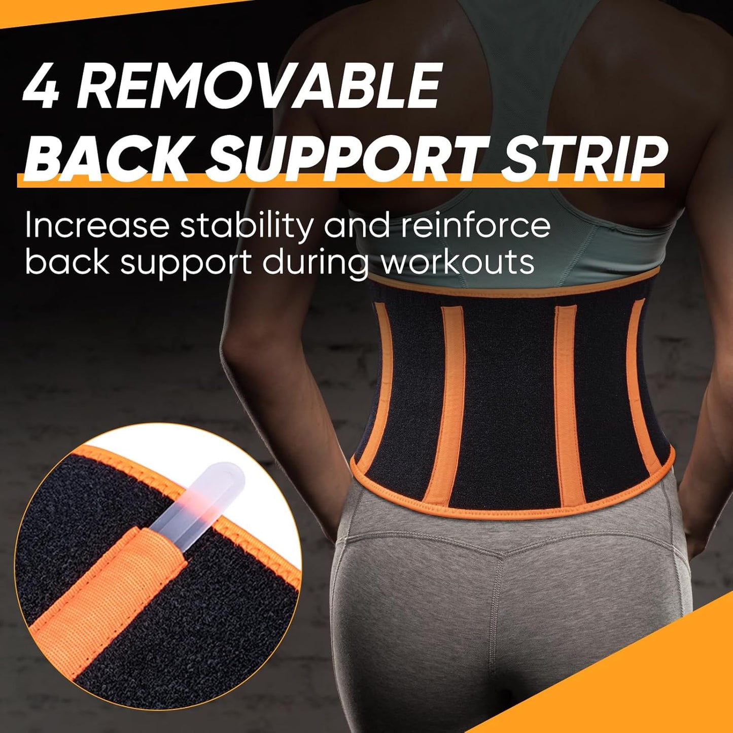 APEXUP Sweat Waist Trainer for Women and Men, Neoprene Waist Trimmer Belt Slimming Sweat Band with Removable Lumbar Support
