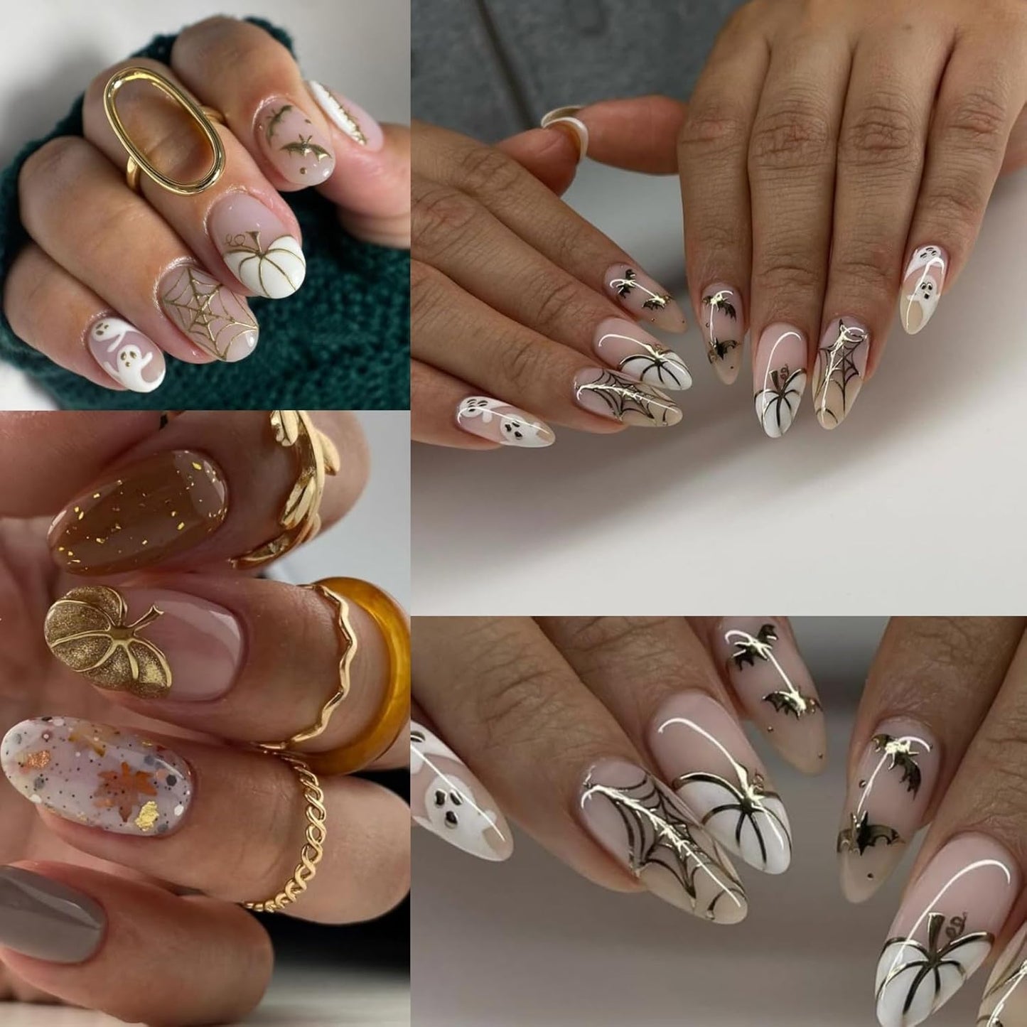 6 Sheets Fall Nail Stickers for Nail Art Halloween Pumpkin Maple Leaf Nail Stickers 3D Self-Adhesive Gold Black Maple Leaf Heart Nail Decals Autumn Maple Leaves Nails Design Leaf Sticker for Women