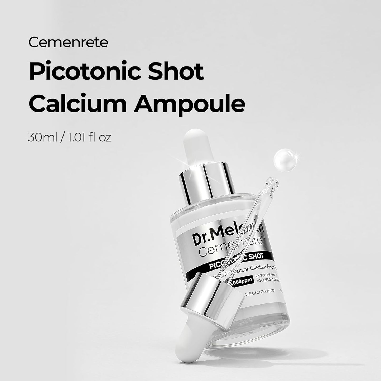 Cemenrete Picotonic Shot Calcium Ampoule for Even Skin Tone & Skin Clarity, 1.01 fl.oz.