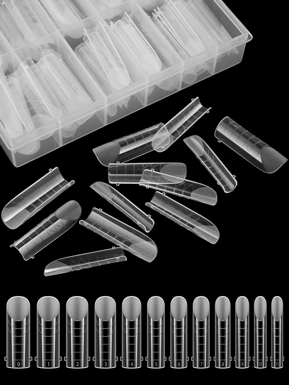 EBANKU 120Pcs Matte Dual Nail Forms, Poly Gel Nail Molds Square Clear Full Cover Coffin Nail Tips Extension Forms 12 Sizes for Gel Manicure Nail Art Design Salon&DIY
