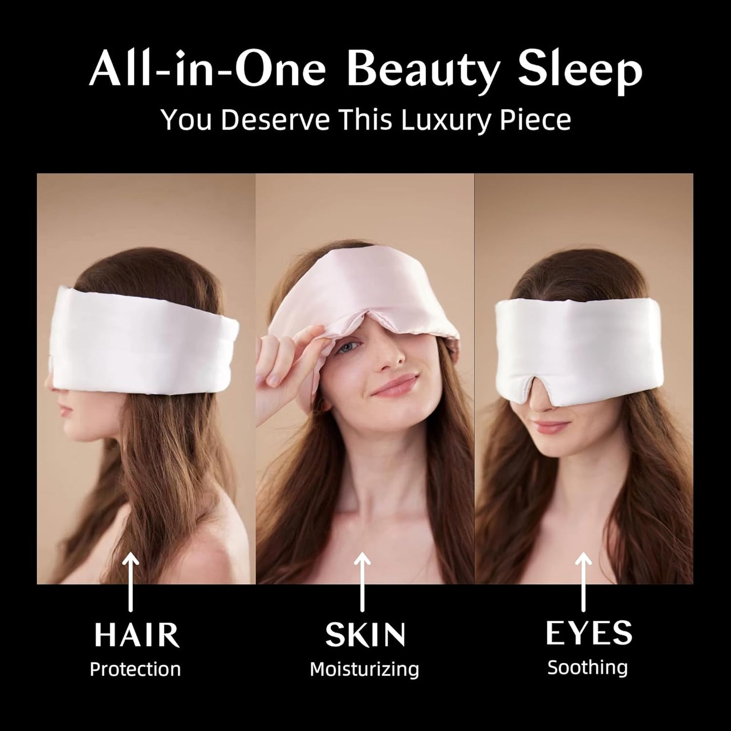 Silk Sleep Mask for Women and Men, Side Sleeper, 22 Momme Pure Mulberry Silk Total Blackout 100% Mulberry Eye Mask with Adjustable Headband Full Size, Eye Masks for Sleeping and Travel