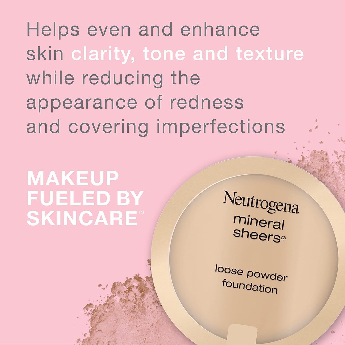 Neutrogena Mineral Sheers Lightweight Loose Powder Makeup Foundation with Vitamins A, C, & E, Sheer to Medium Buildable Coverage, Skin Tone Enhancer, Face Redness Reducer, Nude 40,.19 oz (Pack of 2)
