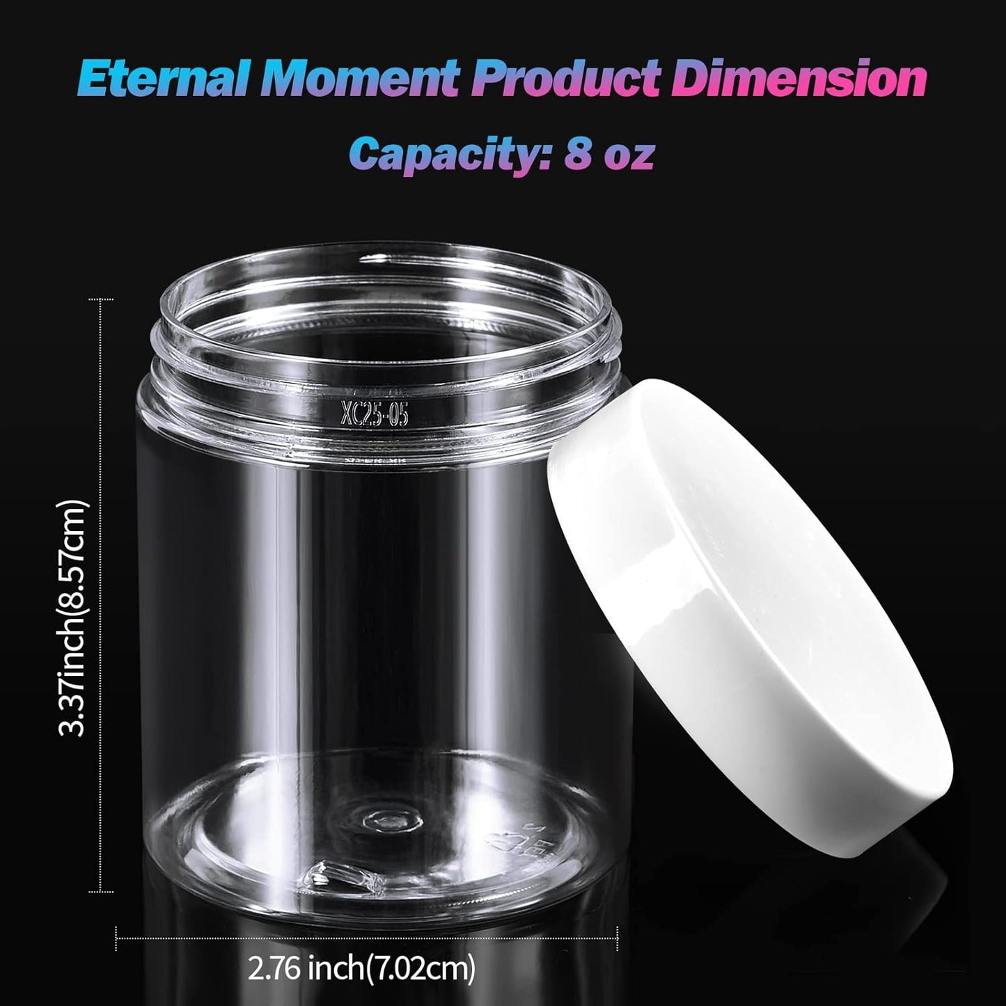 Eternal Moment 36 Pack 8 OZ Plastic Jars Round Clear Cosmetic Container Jars with White Lids, Perfect for Lotion, Slime，Cream, Ointments, Makeup, Eye Shadow, Samples, Pot, Travel Storage ﻿