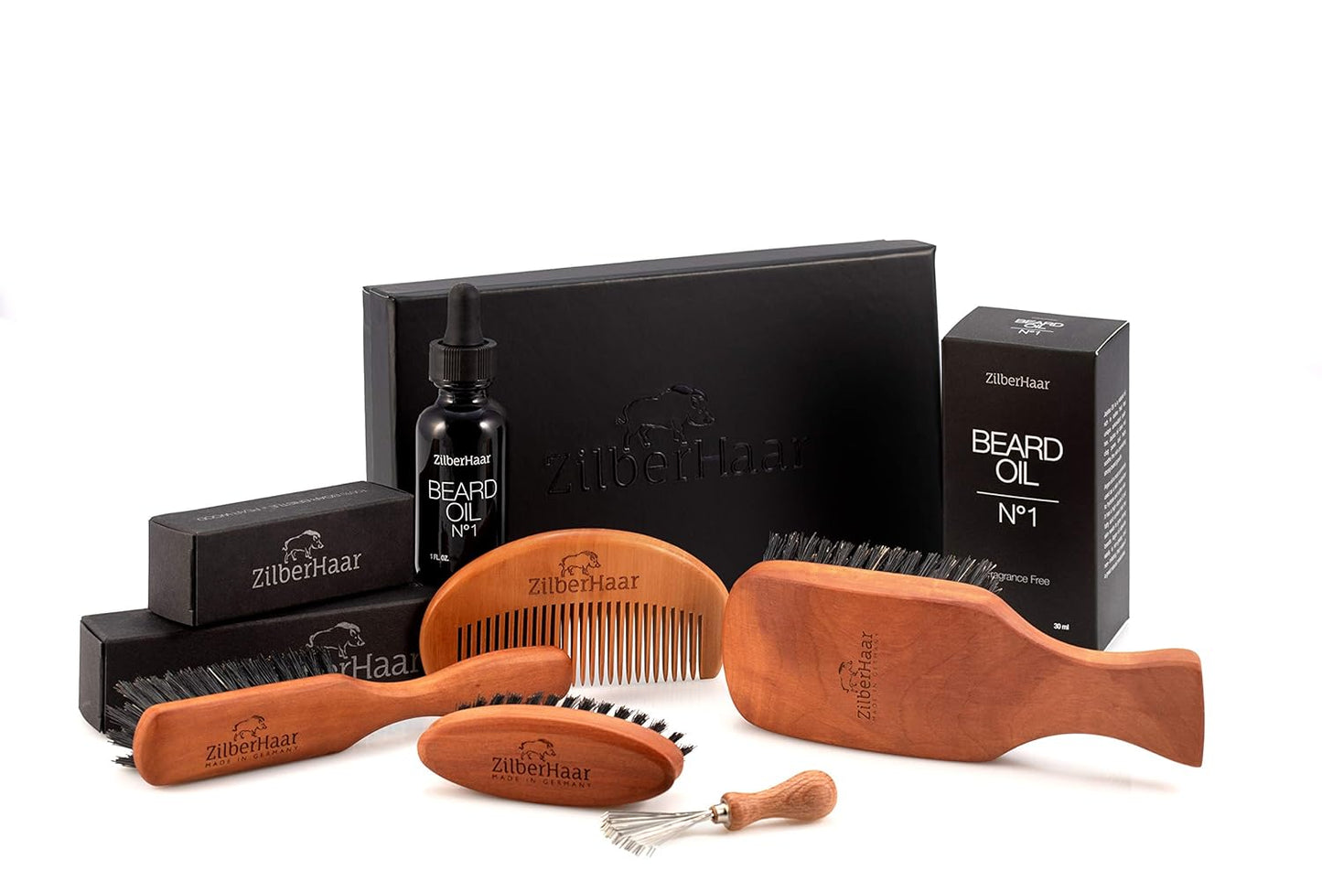 ZilberHaar Major Hair & Beard Brush for Men - Boar Bristles and Pearwood - All Beard and Hair Types - Made in Germany