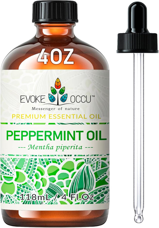 EVOKE OCCU Peppermint Oil 4 Fl Oz - for Spray Diffuser Aromatherapy Hair and Skin Care - Kitchen Garden Car - 100% Pure and Natural