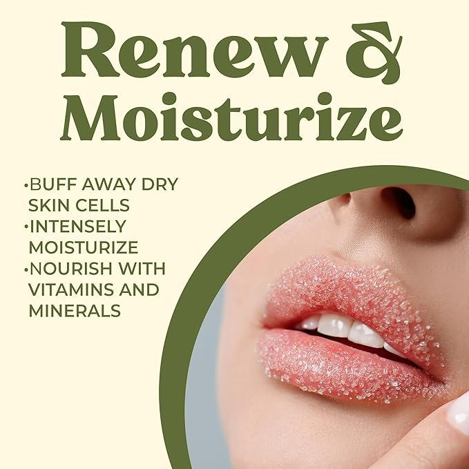 Organic Brown Sugar Lip Scrub – 0.7oz – USDA Organic Lip Exfoliator Scrub for Dry Lips - Fair Trade, Brown Sugar, Jojoba Oil, Beeswax, Coconut Oil - Lip Scrubber Exfoliator For Lip Care