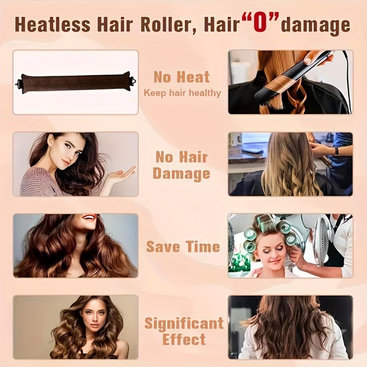 Heatless Hair Curler Overnight Curl Rods for All Hair Types, Healthy and Stylish Heatless Curling Set jumbo heatless hair curler to sleep in Heatless Hair Curlers (Wine Red, Medium)