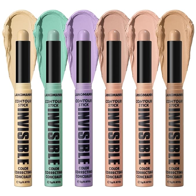 LANGMANNI Multi-Use Face Contour Stick,Highlighter & Concealer Stick, Combo Use For Correcting Color Balancing (6 Colors Set)