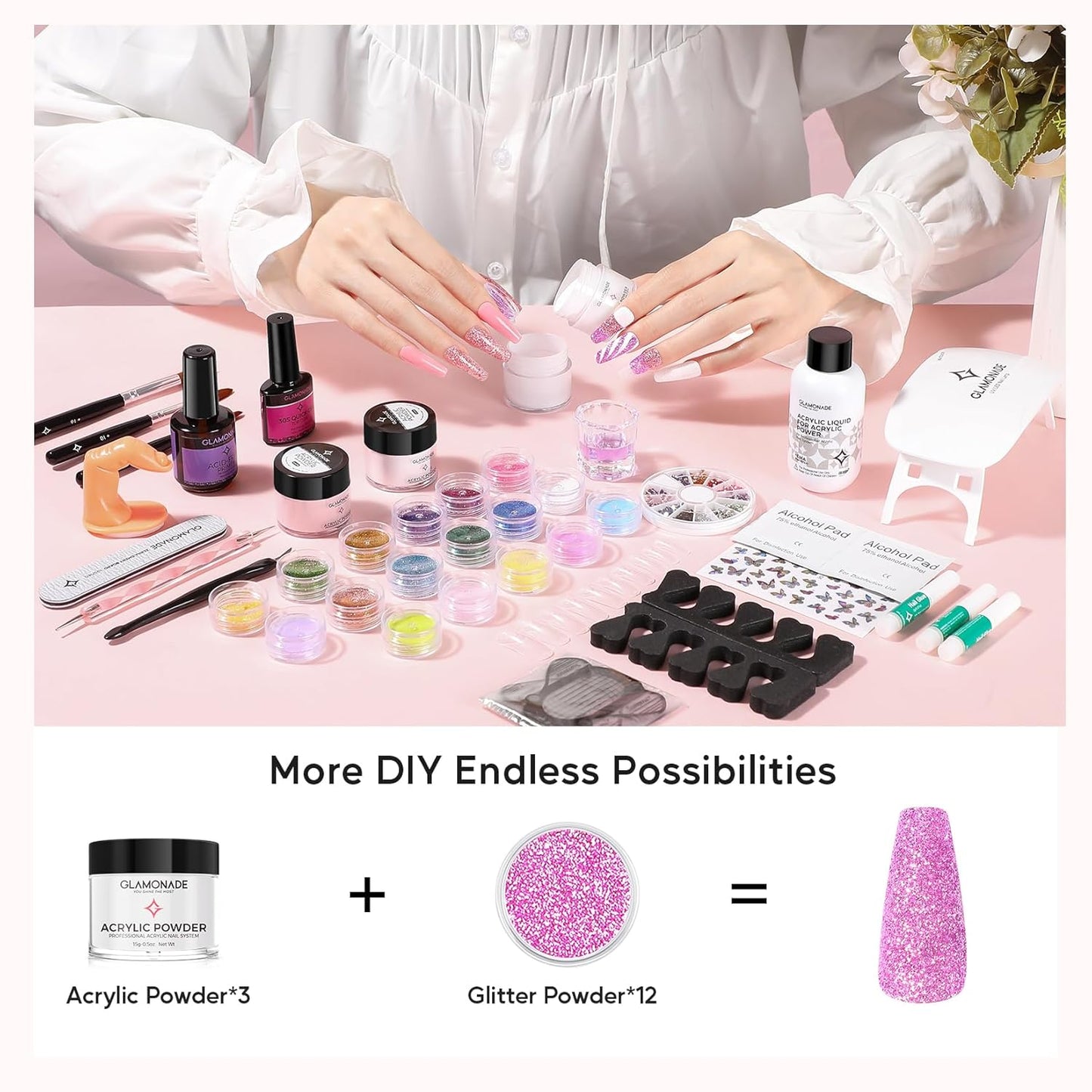 Acrylic Nail Kit for Beginners: Professional Nail Kit Set with Everything UV Light and Complete Nail Supplies Salon