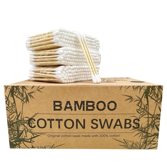 Cotton Swabs with Wooden Sticks/Double Tipped Natural Bamboo Cotton Buds 900pcs