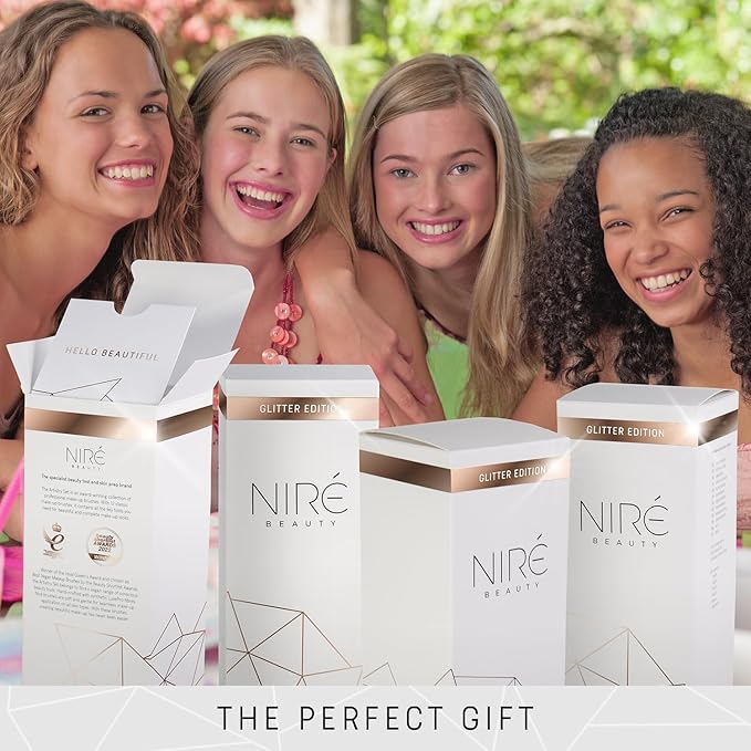 Niré Beauty 15piece Award Winning Glitter Makeup Brushes: Cute Makeup Brushes Set with Case, Beauty Blender, Cleaner, Guide, Gift Box