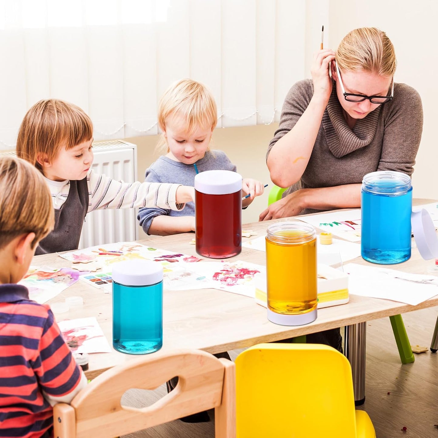 Patelai 4 Pieces Round Wide-mouth Leak Proof Plastic Container Jars with Lids for Travel Storage Makeup Beauty Products Face Creams Oils Salves Ointments DIY Making(32 Ounce,White)