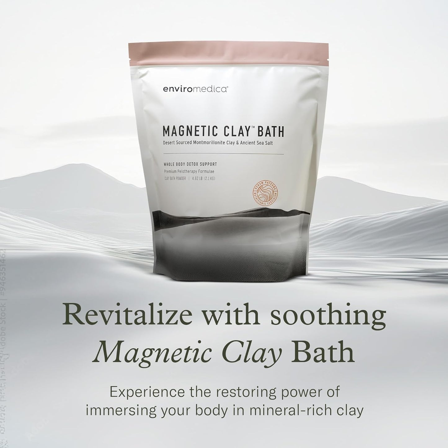 Enviromedica Magnetic Bentonite Clay Bath - Sodium & Calcium Bentonite Clay Bath Soak Powder with Himalayan Salt, Rejuvenating and Cleansing Body, Foot or Clay Mask for Face, 500g