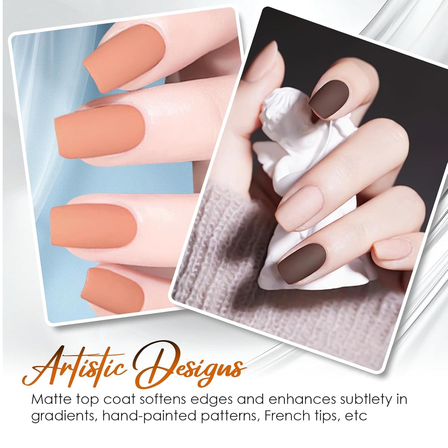 Matte Top Coat Nail Polish,Quick Dry Nail Lacquer Top Coat, Powder-Resist Matte Finish for Detail Chrome Powder Painting,Nail Lacquer for Manicure & Nail Art, Salon-Quality