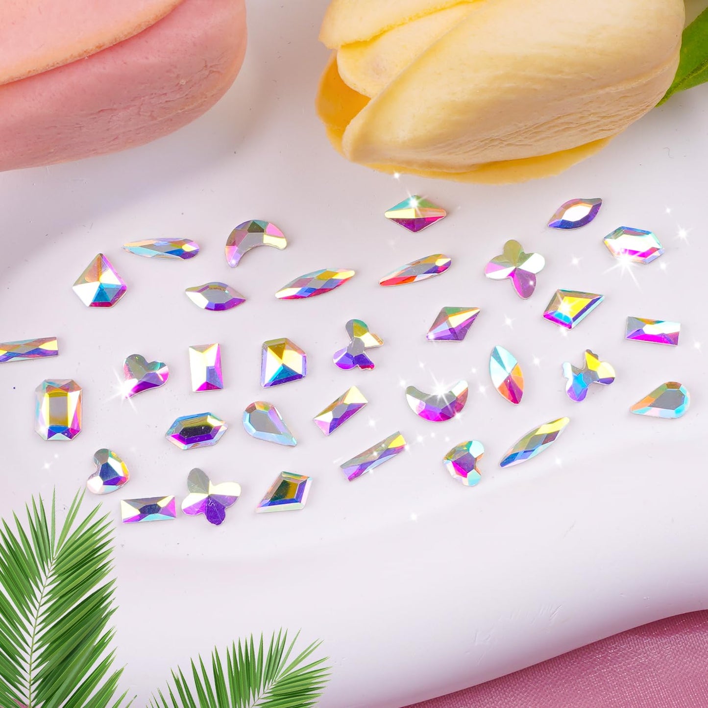 Canvalite 2900Pcs Rhinestones for Nails, 18 Styles Multi Shape Nail Charms and Gems Shiny Glass Crystal Flatback Nail Rhinestones Set for Nail Art with Rhinestone Picker and Tweezers