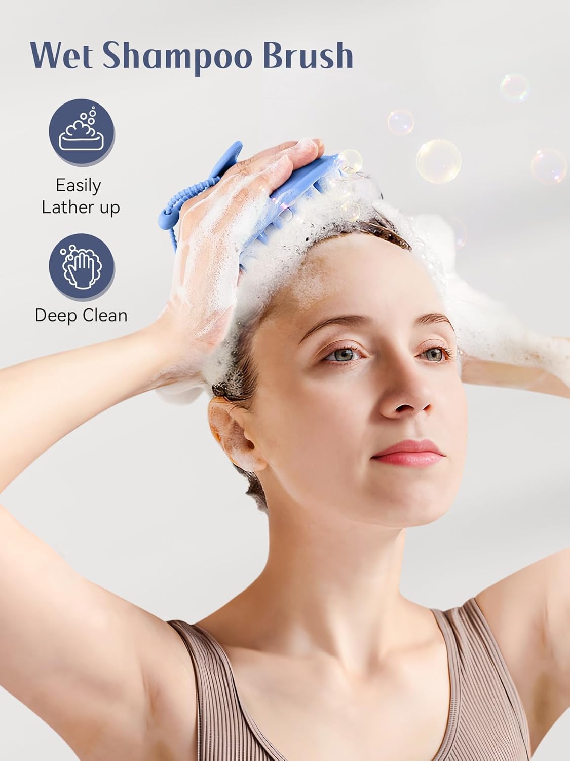 HEETA Scalp Massager Shampoo Brush with Silicone Bristles for Dandruff Removal Scalp Care & Hair Growth, Scalp Scrubber for All Hair Types, Head Massager Stress Relax, Upgraded Large Design,Blue