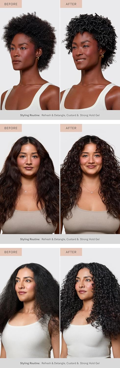 Rizos Curls Strong Hold Gel - Long-Lasting, Flake-Free Gel for Curly, Coily, and Wavy Hair, Frizz Control, Curl Definition & Shine, Vegan Collagen Peptides & Sugar Cane Extract, 8oz