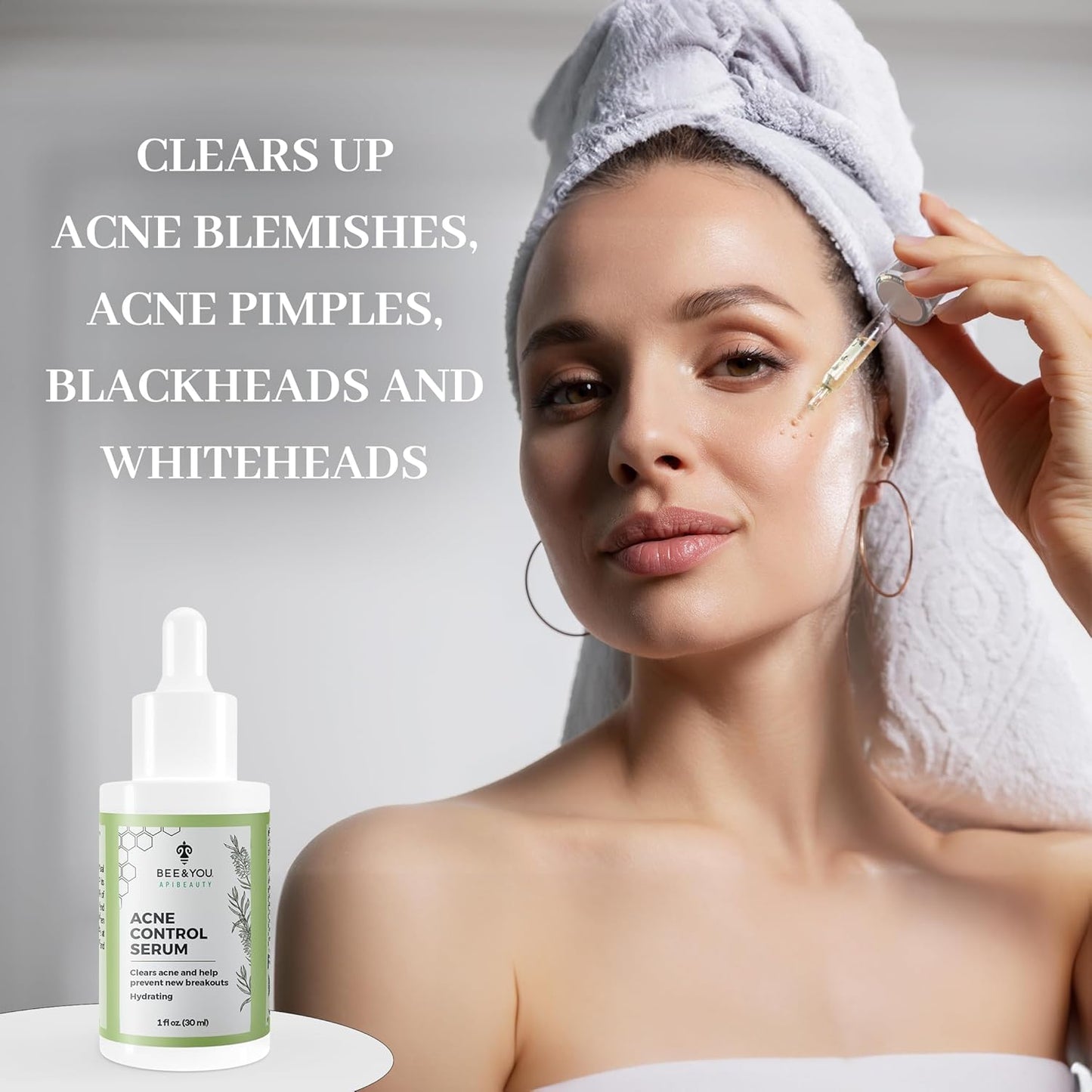 BEE and YOU Acne Treatment with Salicylic Acid, Bee Venom and 100% Natural Propolis Extract Acne Serum for Face and Body to Control and Clear Breakouts |1 Ounce