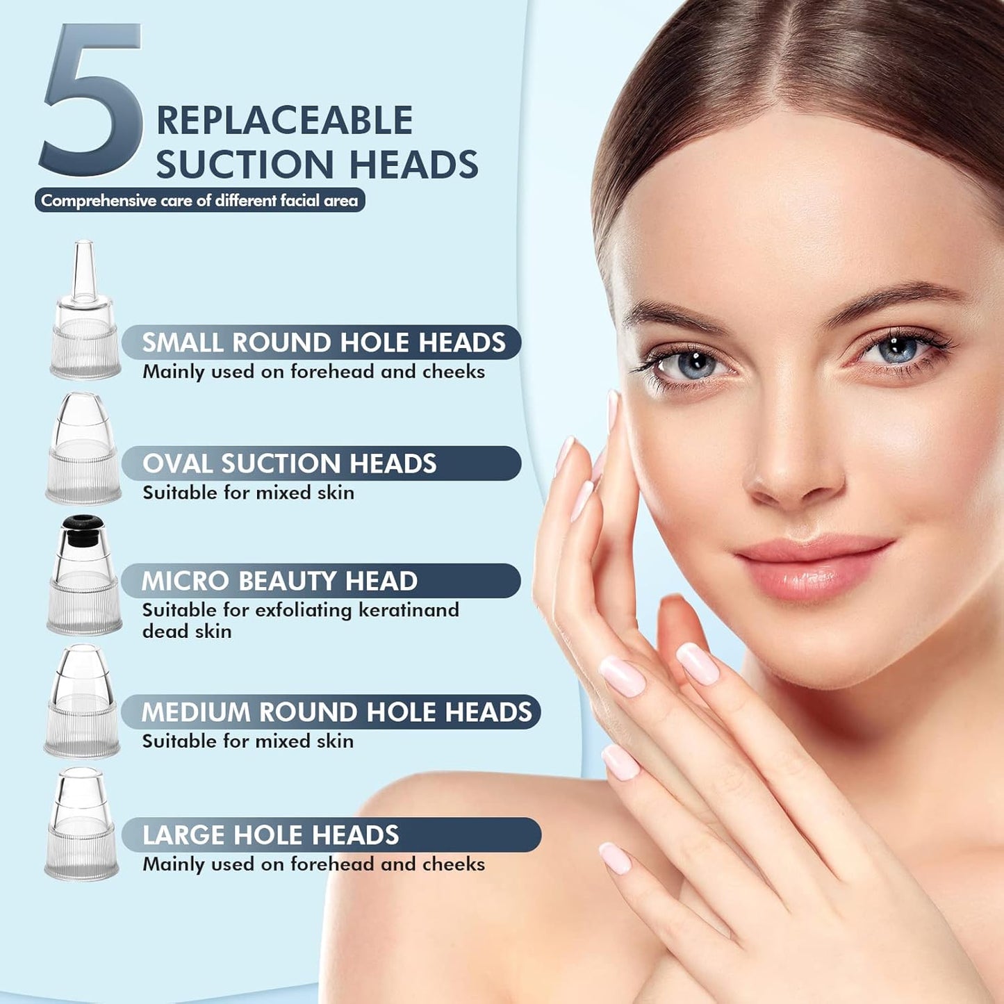 Blackhead Remover Pore Vacuum, Upgraded Black Head Remover for Face, Electric Acne Comedone Whitehead Extractor Tools-5 Suction Power, 5 Probes, USB Rechargeable Pimple Popper Tool Kit