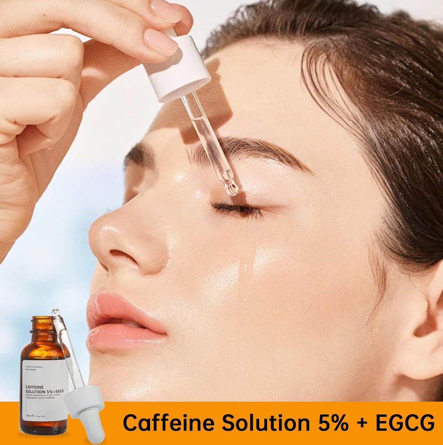 Caffeine Solution 5% + EGCG, Caffeine Eye Serum For Face, 30 ML/ 2 PCS Moisturizing Under Eye Solution For Reduces Dark Circles & Puffiness.