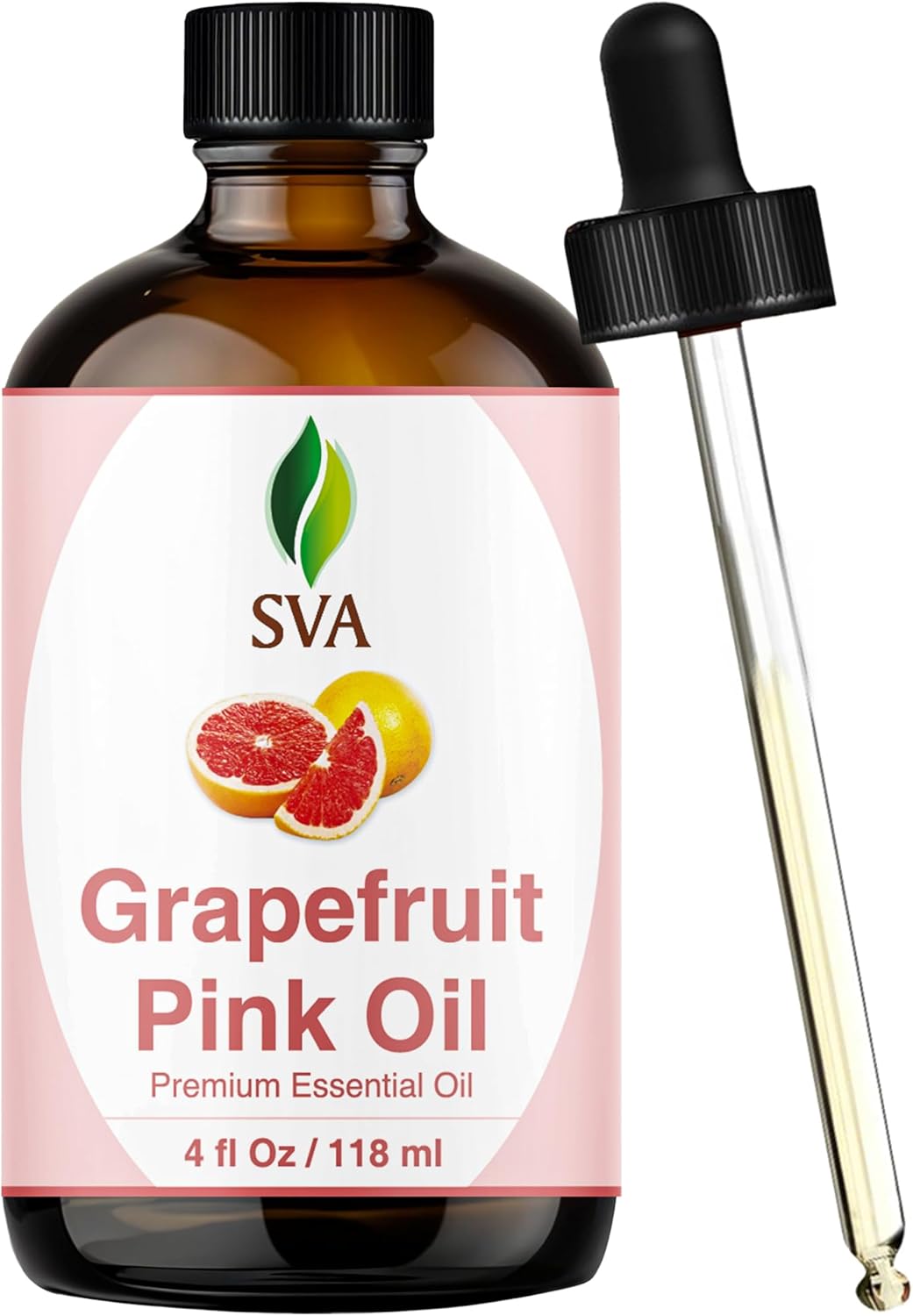 SVA Grapefruit Essential Oil Pink – 4 Fl Oz – 100% Natural Grapefruit Oil - for Diffuser, Hair Care, Face, Skin Care, Aromatherapy, Scalp and Body Massage, Soap and Candle Making - with Dropper