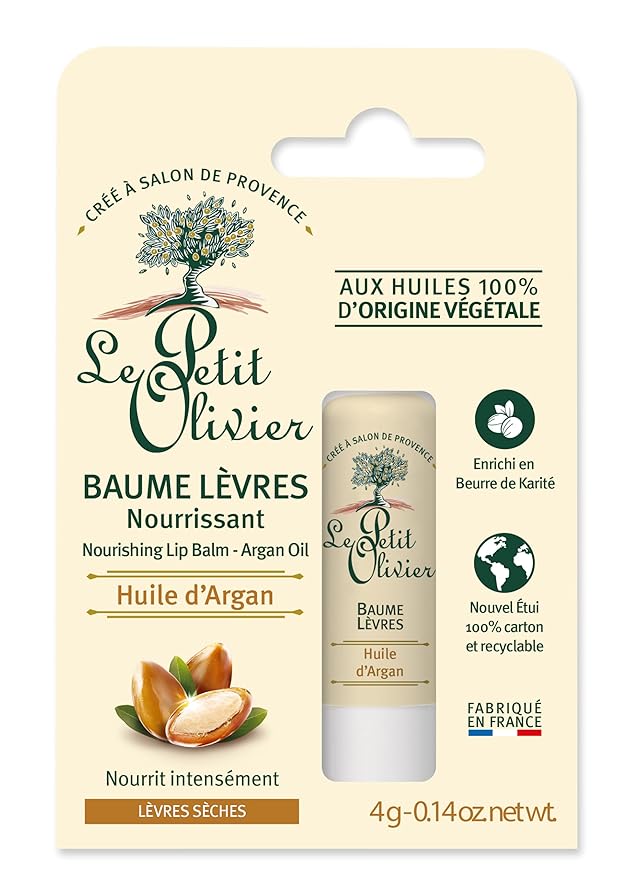 Nourishing Lip Balm Stick - Enriched with Argan Oil - Softens and Smooths Dry Lips - Made with Natural Vegetable Oils - 0.14 oz