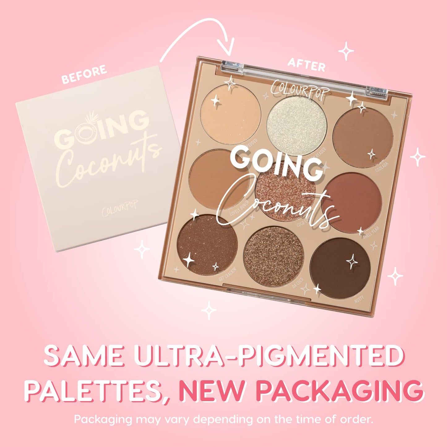 ColourPop Going Coconuts Eyeshadow Palette - Cool-Toned Neutral Eyeshadow Palette with Ultra-Velvety and Silky Finishes - High-Pigment Eye Makeup with a Long-Wearing Formula (0.3 oz)