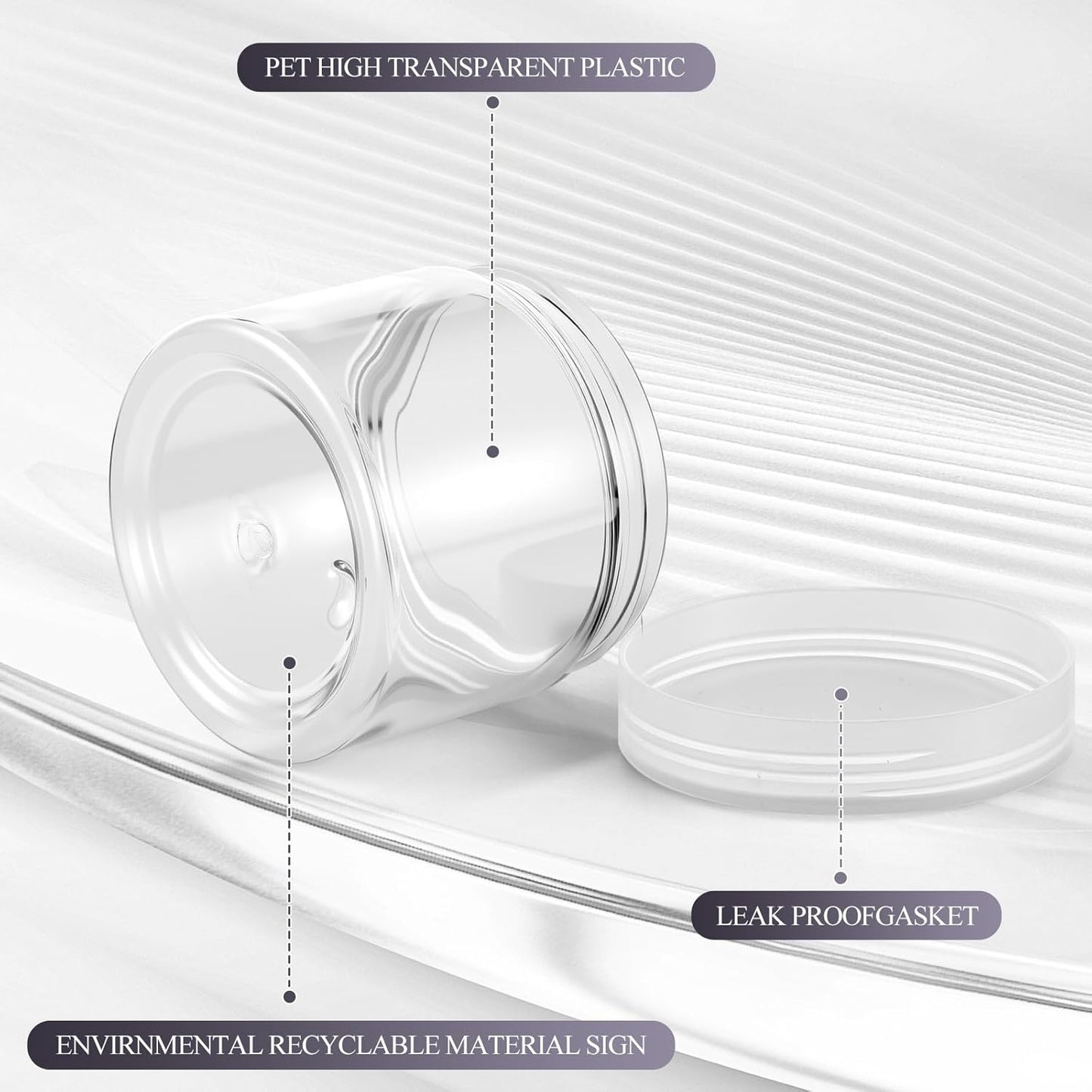 SATINIOR 36 Pieces 2 oz Plastic Jars with Lids Wide Mouth Airtight Reusable Container Acrylic Cosmetic Small Jars for Lotions Ointments Travel Toiletries Creams Make up Storage(Clear)