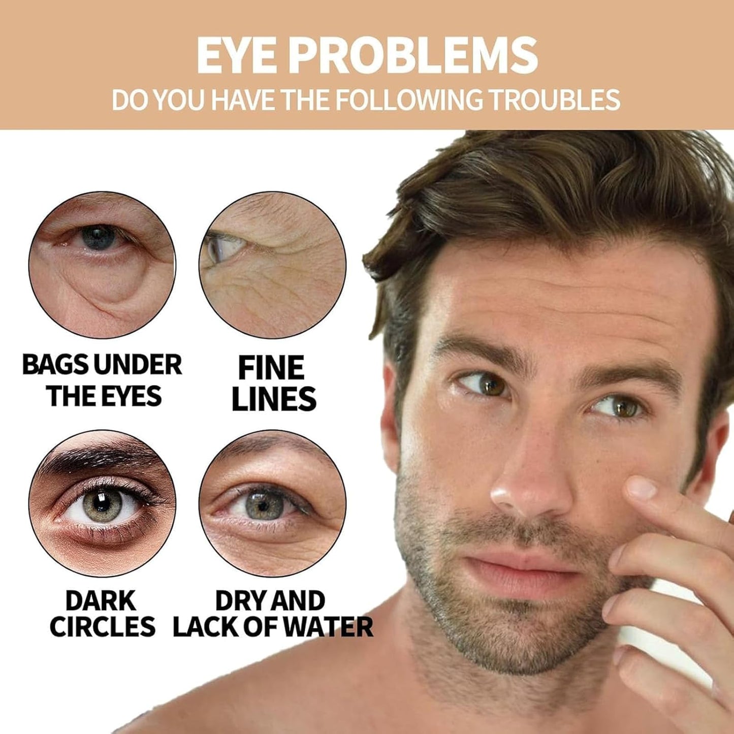 Eye Repair Stick for Men, Under Eye Roller for Eyes Bags and Dark Circles, Cooling Stick Hydrates and Depuffing, Gentle, Natural Formula (2pcs, 0.35 fl.oz)