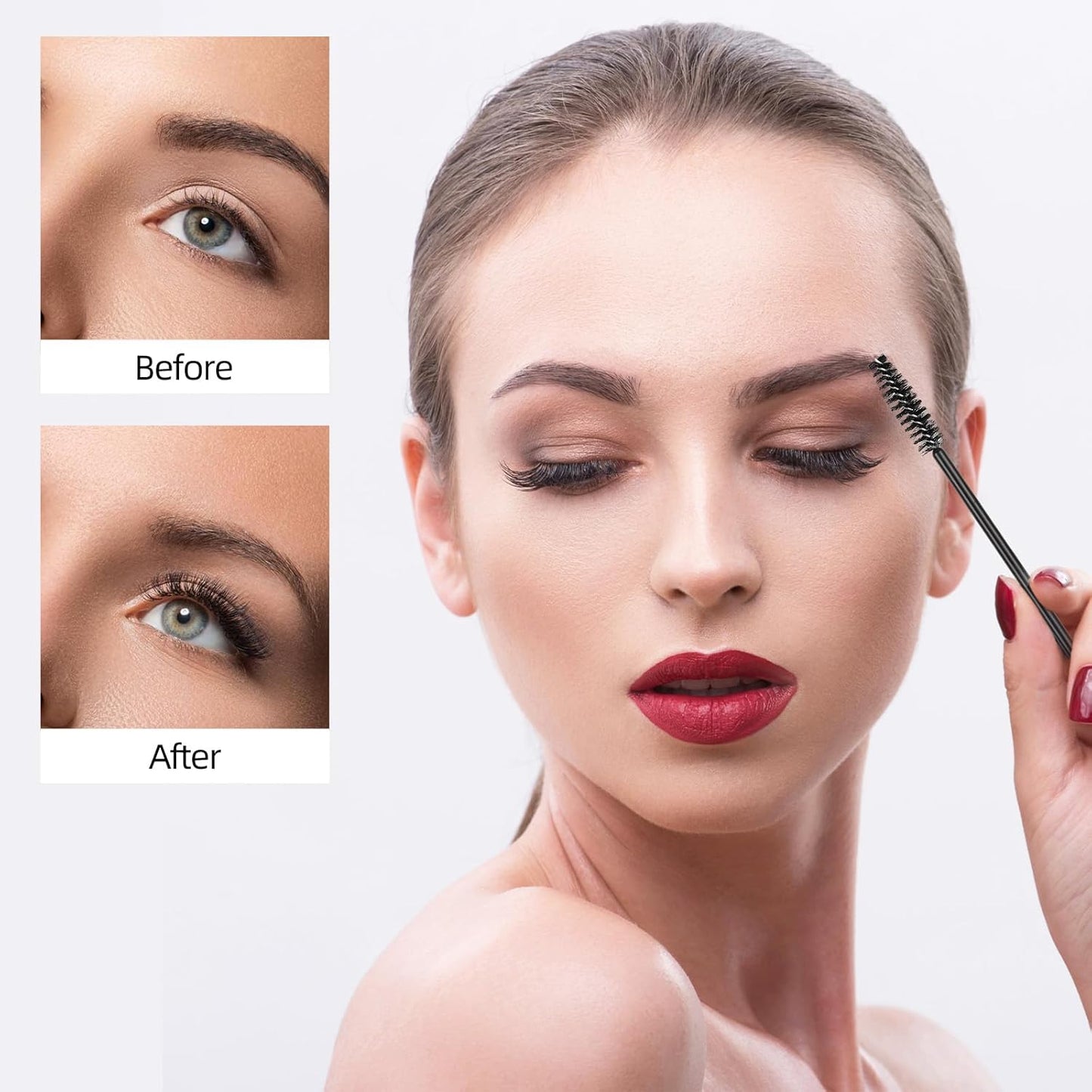 Tbestmax 1200 Disposable Mascara Wands, Spoolies Brush for Eyelash Extensions, Spooly Eyelash Eyebrow Brushes Lash Wand Applicator Makeup Kits - Black