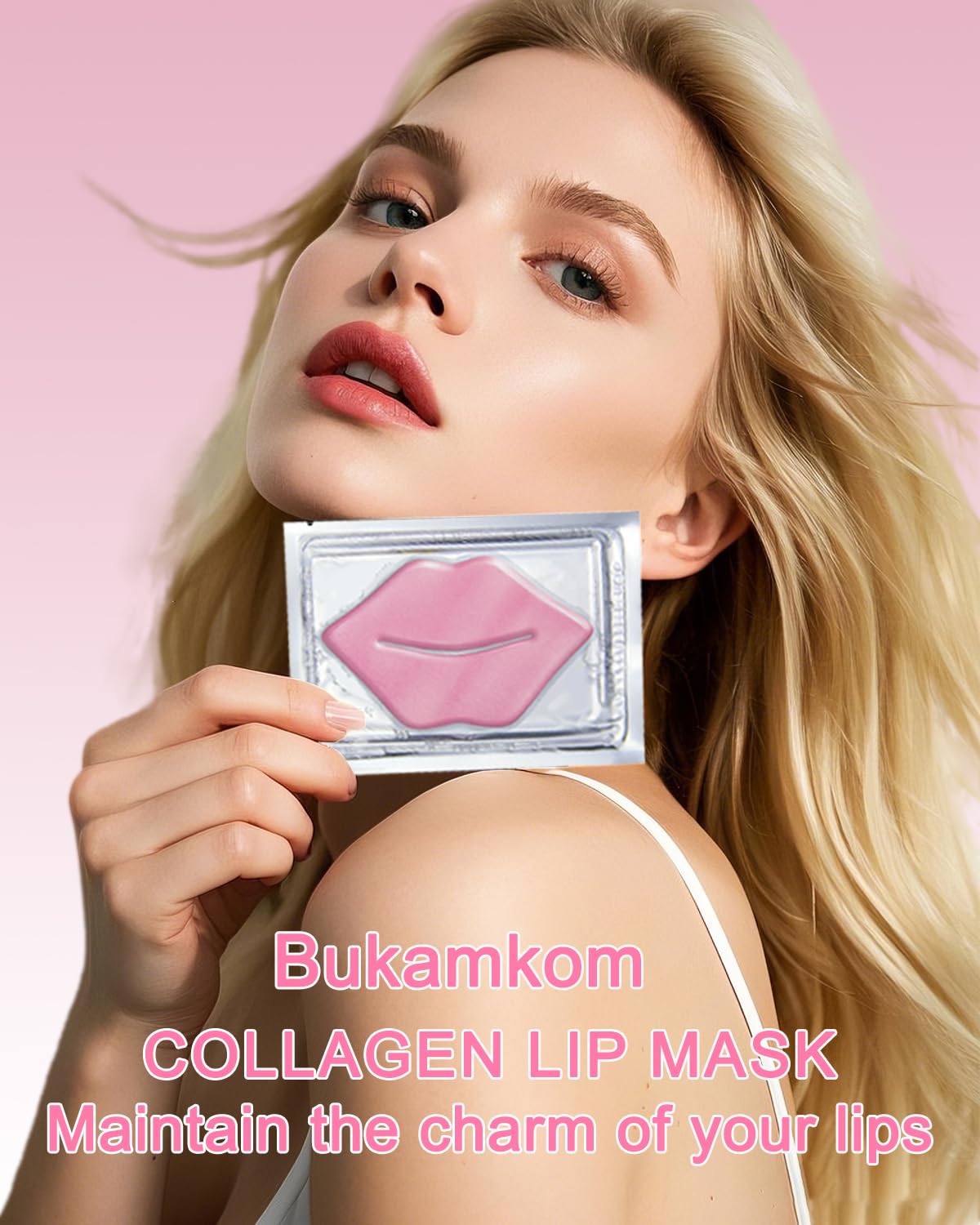 Collagen Pink Lip Mask 20 Pieces,Which can Provide Long-lasting Nourishment,Moisturization,Overnight Lip Mask Individually Wrapped Lip Patch