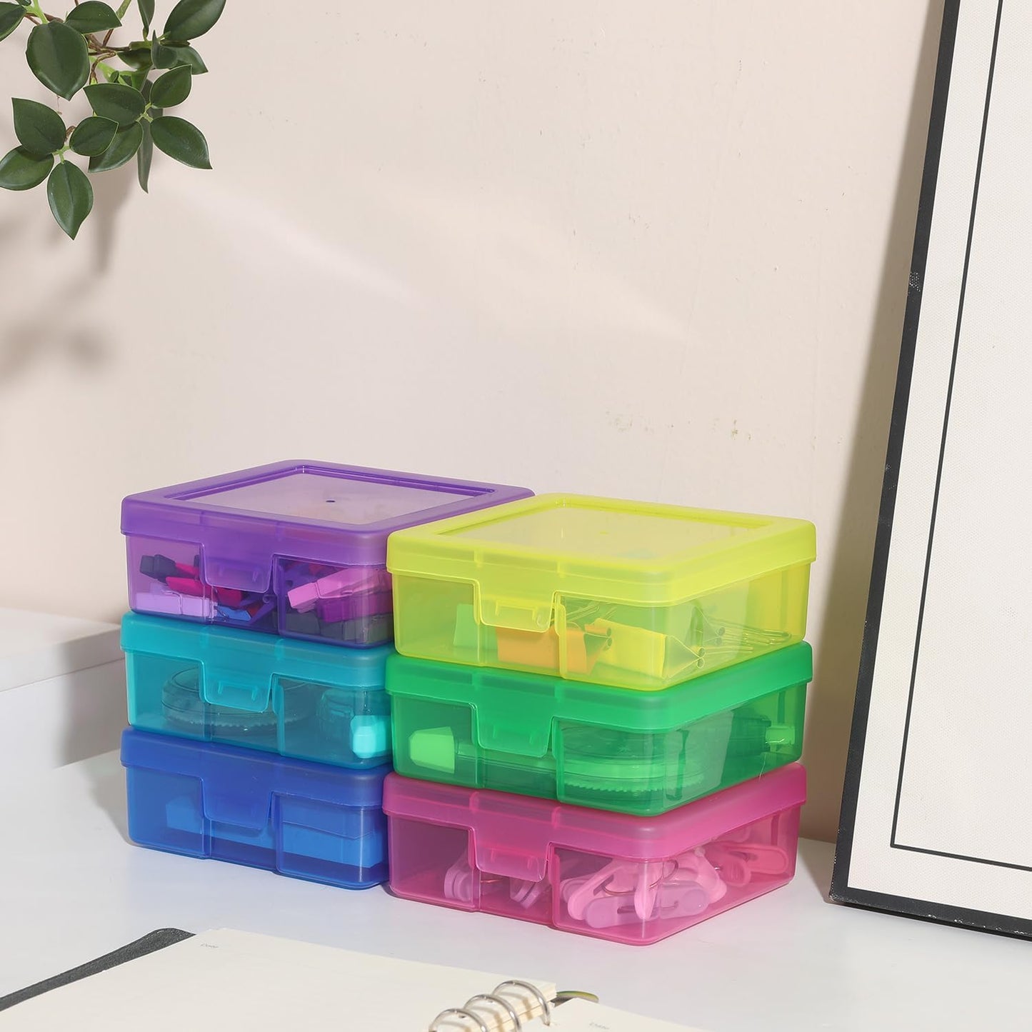 18 Pack Small Plastic Storage Containers Color Arts & Crafts Storage Boxes & Organizers Stackable Small Containers With Lids For Organizin (Set 2)