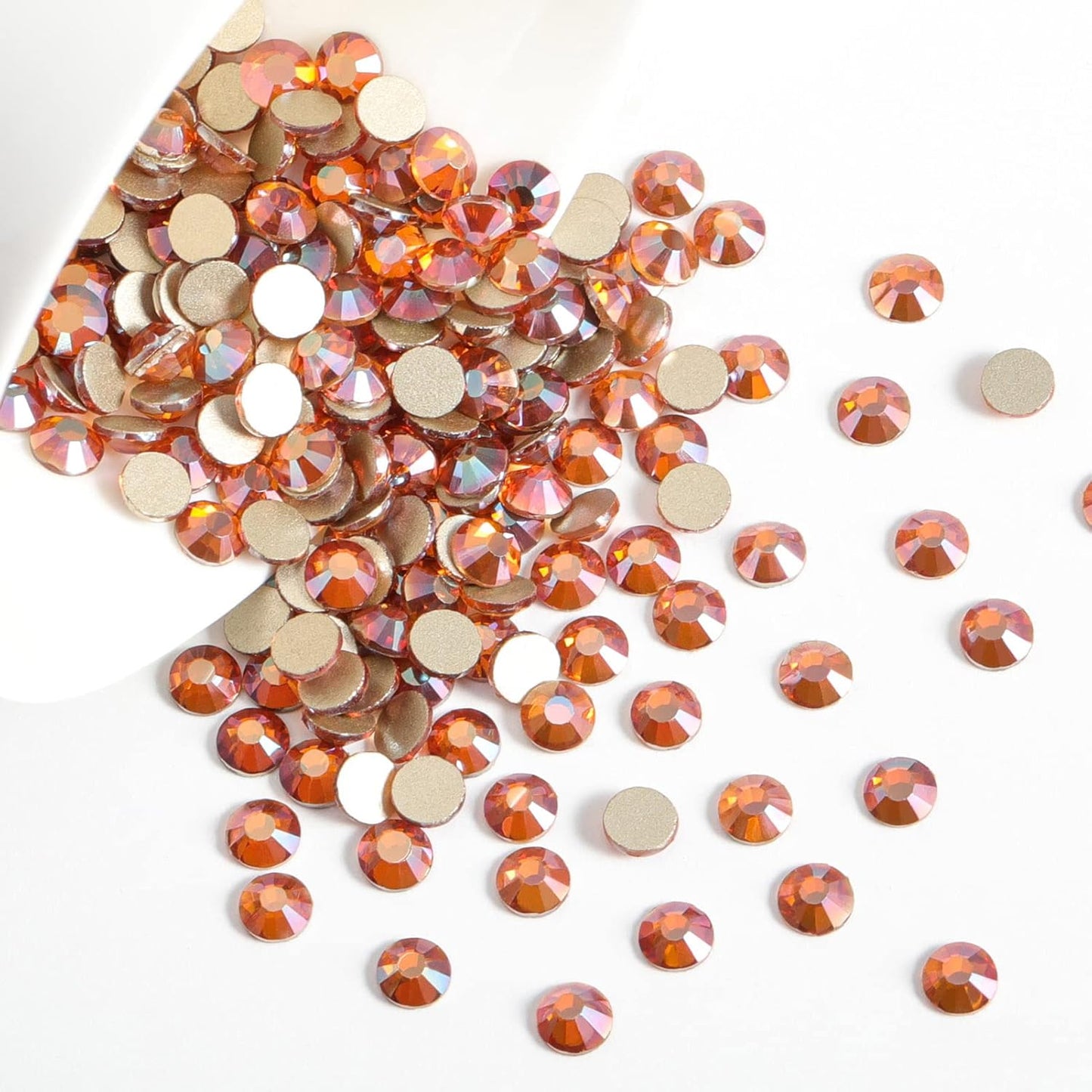 Beadsland 1440 Pieces Flat Back Crystal Rhinestones Round Gems,Amber,SS16,3.8-4.0mm
