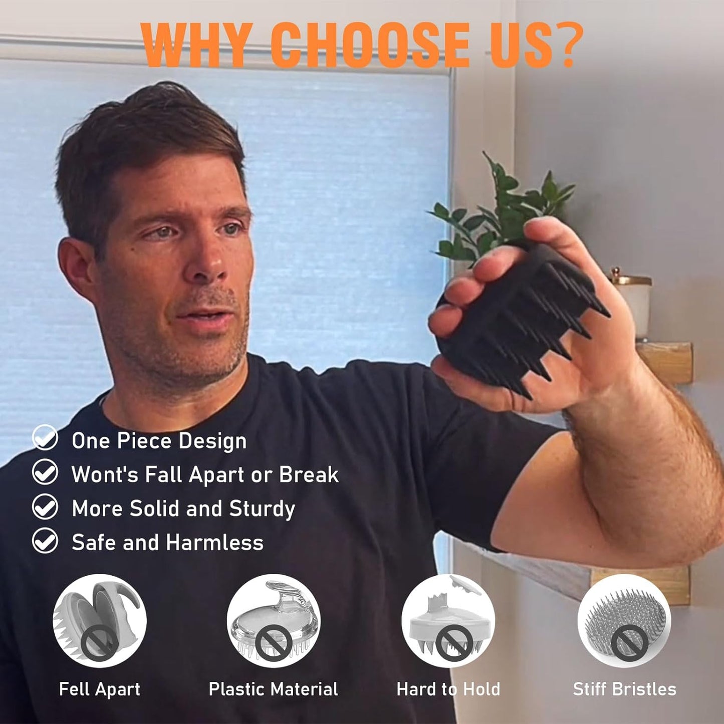 Scalp Massager Shampoo Brush, Scalp Scrubber for Dandruff & Build Up, Scalp Massager Hair Growth - 100% Silicone, Plastic Free