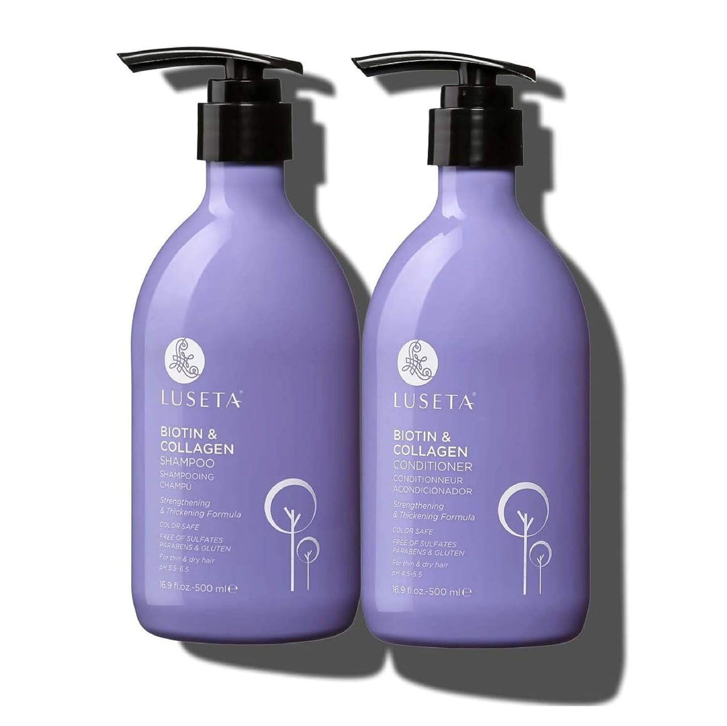 Luseta Biotin Shampoo and Conditioner for Hair - Thickening Shampoo for Thinning Hair- Infused with Argan Oil to Damaged Dry Hair - Sulfate Free Paraben Free-2 x 16.9 fl oz