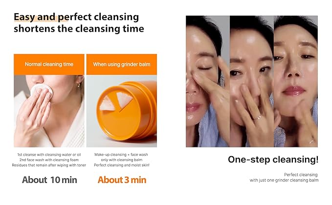 Grinder Cleansing Balm Korean Makeup Remover Hydrating Facial Wash for All Skin Types Sorbet texture 1.76 Ounce (Pack of 1)