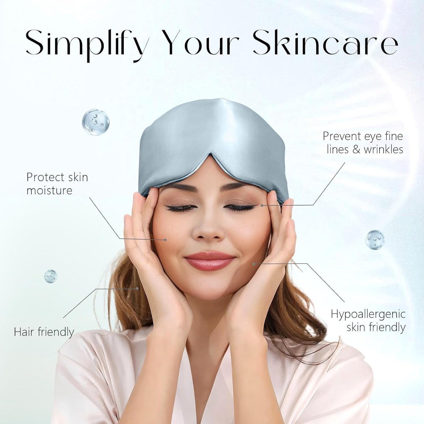 ZIMASILK 100% 22 Momme Mulberry Silk Sleep Mask - Full Silk Filled, Ultra-Soft & Breathable, Face-Hugging Blackout Eye Cover for Sleeping (Bluestone)