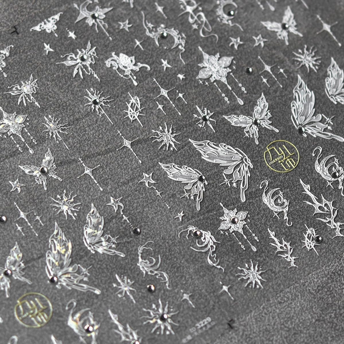 Butterfly Nail Art Stickers Silver Butterfly Nail Stickers 5D Embossed Nail Decals Accessories Glitter Sparkly Adhesive Slider Manicure Supplies for Women DIY Decorations