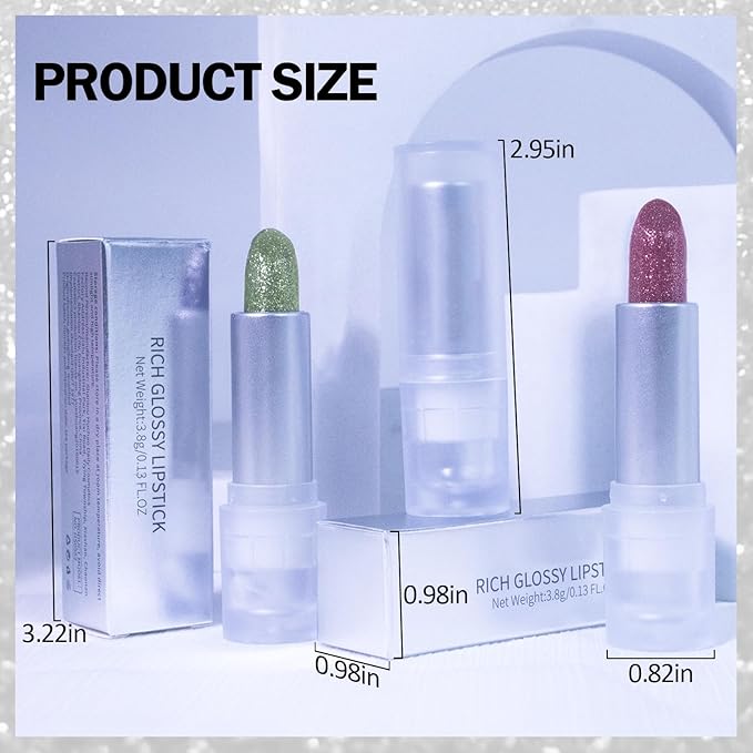 DAGEDA 3PCS Glitter Lipstick, Moisturizing Glossy Color Changing Lip Balm, Long Lasting Shimmer Lipstick, Nonstick Color Change Lipstick, Waterproof Glitter Lip Balm for Festival