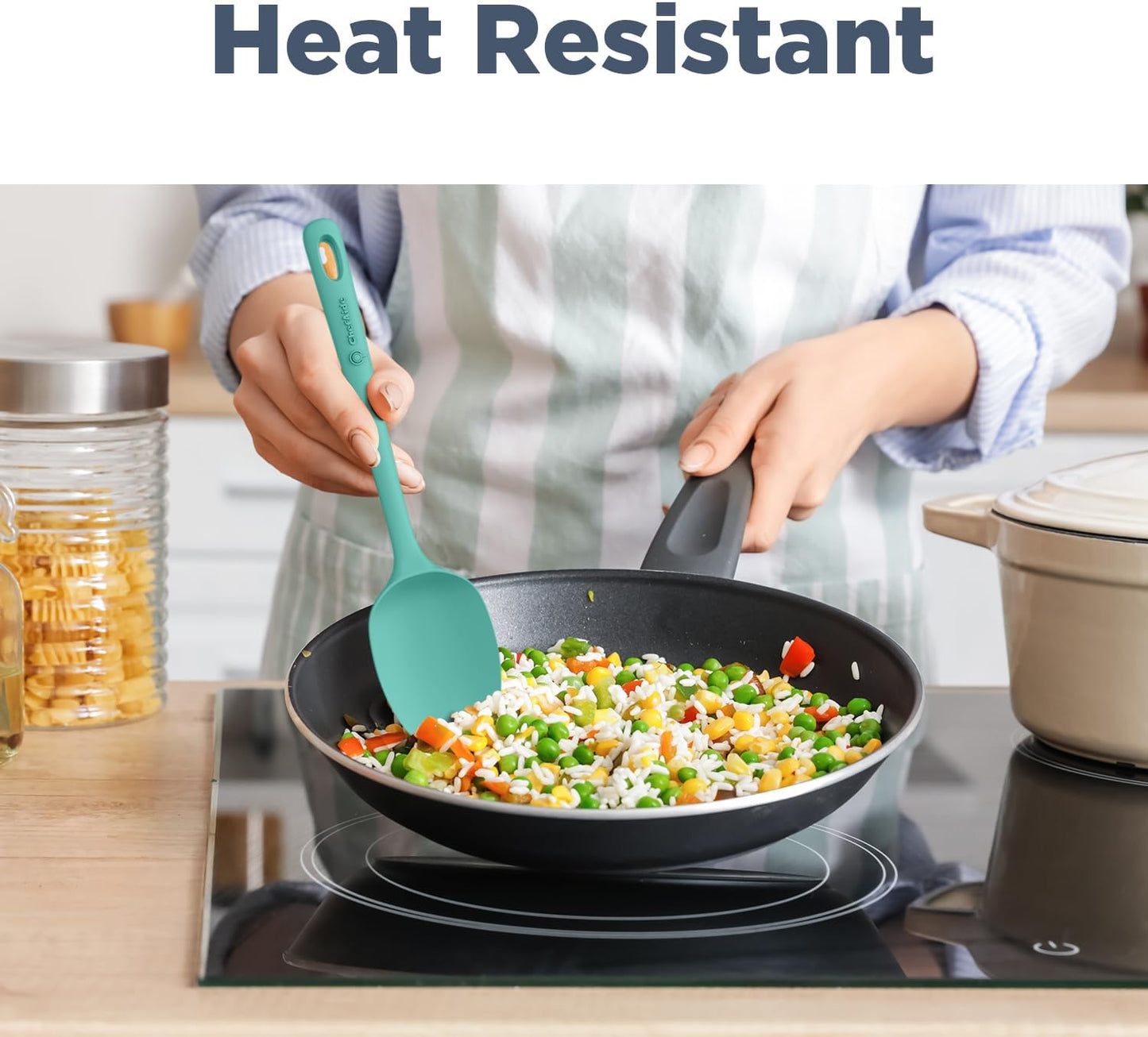 5 Pieces Silicone Spatula Set, Food Grade Rubber Spatula, Upgrade Strong Handle with Ergonomic Grip, Heat Resistant Up to 600°F for Nonstick Cookware, Cooking Mint