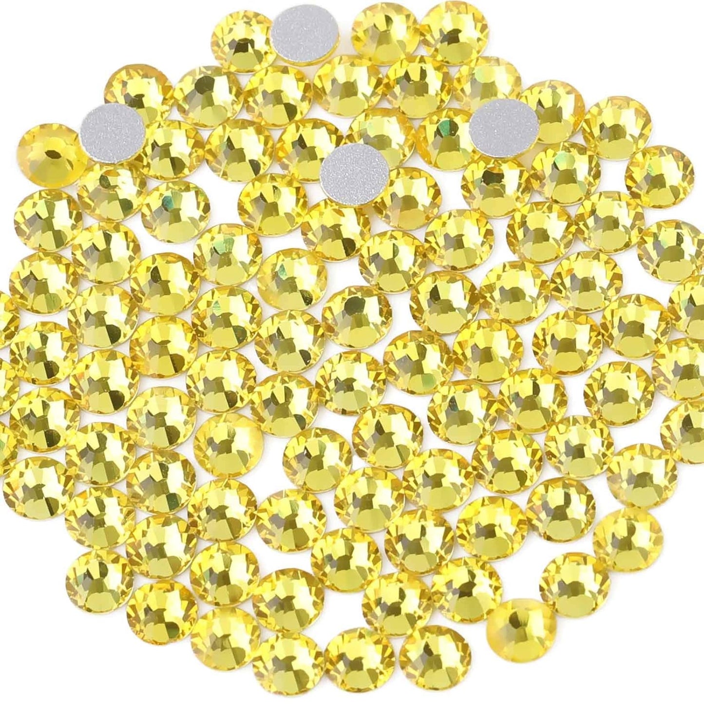 beadsland Flat Back Crystal Rhinestones Round Gems, Lemon Yellow (2.3-2.5mm) SS8/1440pcs