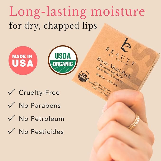 Organic Lip Balm Pack - Original Lip Balm for Dry Cracked Lips, Christmas Stocking Stuffers Women & Men, Lip Balm Set, Lip Moisturizer, Natural Lip Balm for Men, Lip Care Products for Lip Repair
