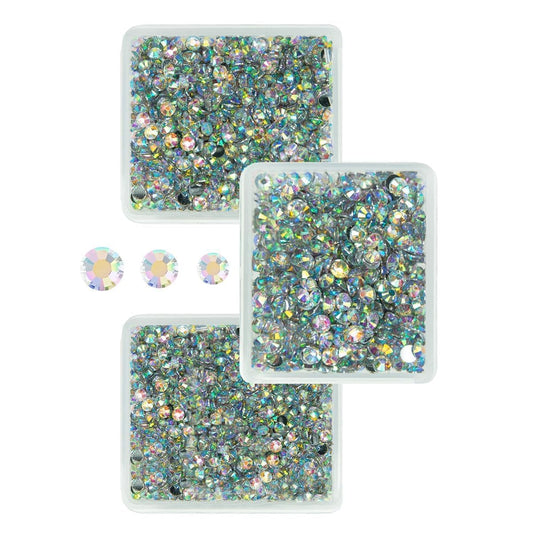 AB Crystal Resin Rhinestones for Crafting White AB Flatback Stones 3mm 4mm 5mm Non-Hotfix Diamonds Crystals Gems Charms for Nails Face Eyes Makeup Body Tumblers Bottles DIY Crafts Clothes Shoes