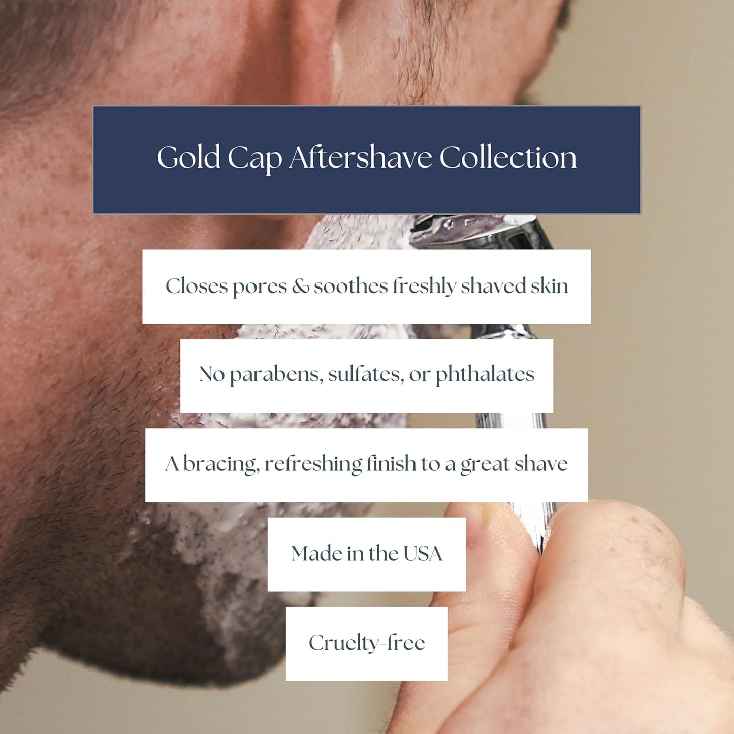 Caswell-Massey Greenbriar Gold Cap After Shave, Soothing Aftershave with Petitgrain, Mandarin & Sage, 3 Fl Oz