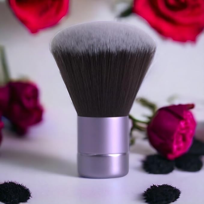 Luxurious and Large Ultra Soft Fluffy Powder Brush, Multipurpose Face, Body, Barber and Beauty Tool, with wooden base Soft Kabuki Brush by BevyGold (Violet)