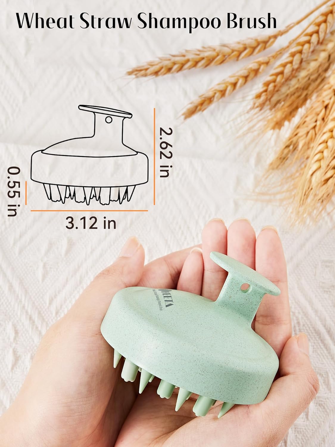 HEETA Hair Scalp Massager for Hair Growth, Shampoo Brush, Scalp Scrubber Exfoliator with Soft Silicone Bristles for Dandruff Removal to Relieve Stress, Wet Dry Use Updated Material, Green