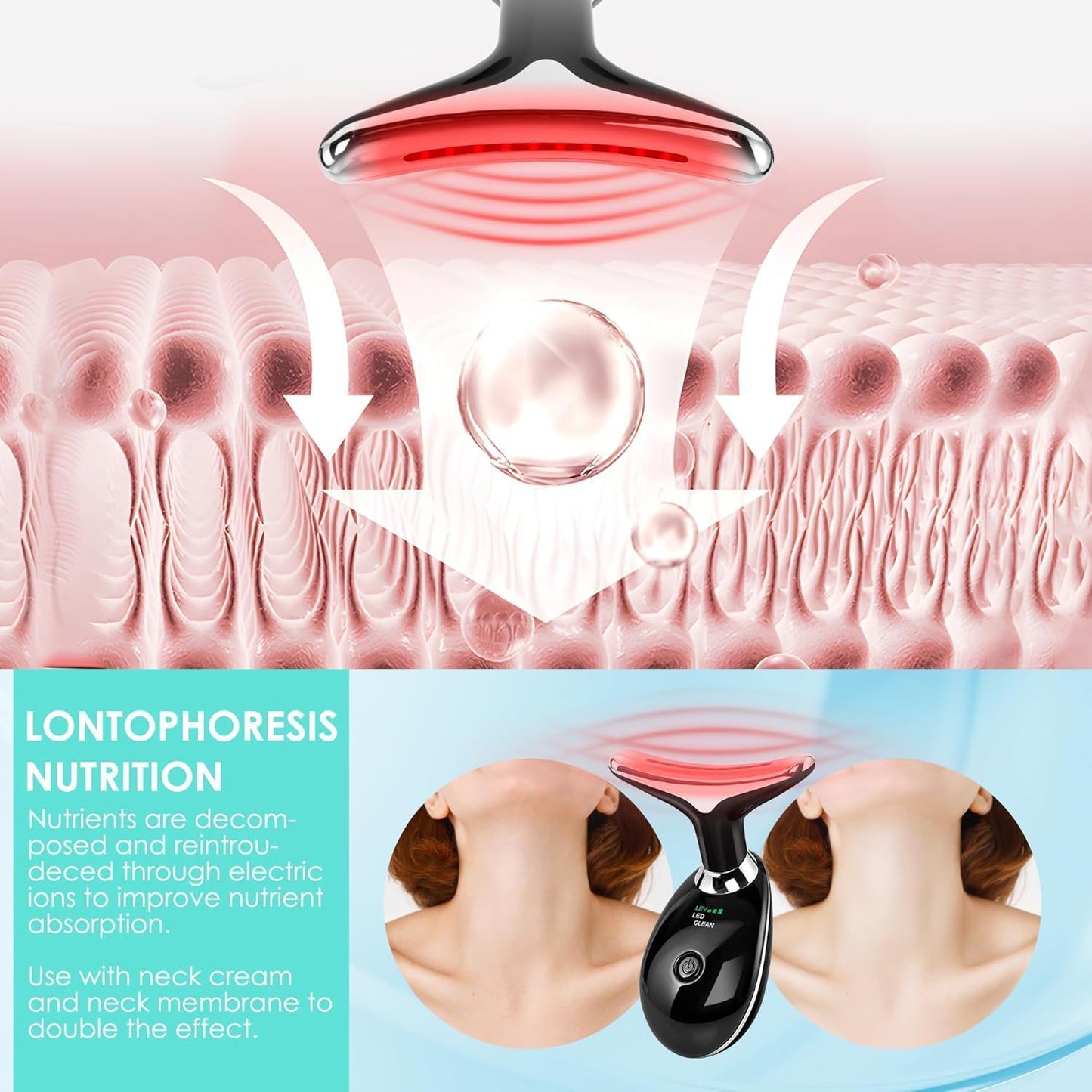 Facial Massager Red-Light-Therapy-for-Face and Neck, Face 𝖲 culpting Wand with 7 Color (Bright Black)