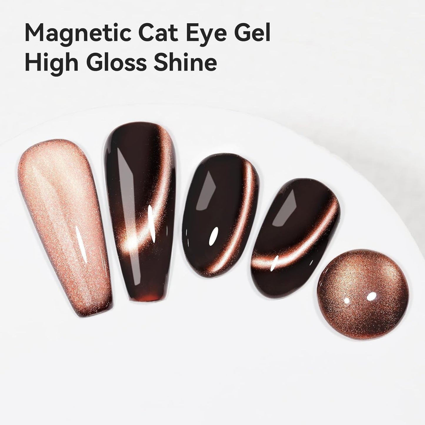 Cat Eye Nail Polish, Dark Brown, Moonlight Magnetic Gel Nail Polish With Magnet Stick, Glitter Holographic Shimmer UV Velvet Gel Nail Art Manicure Salon DIY Home, 12ML
