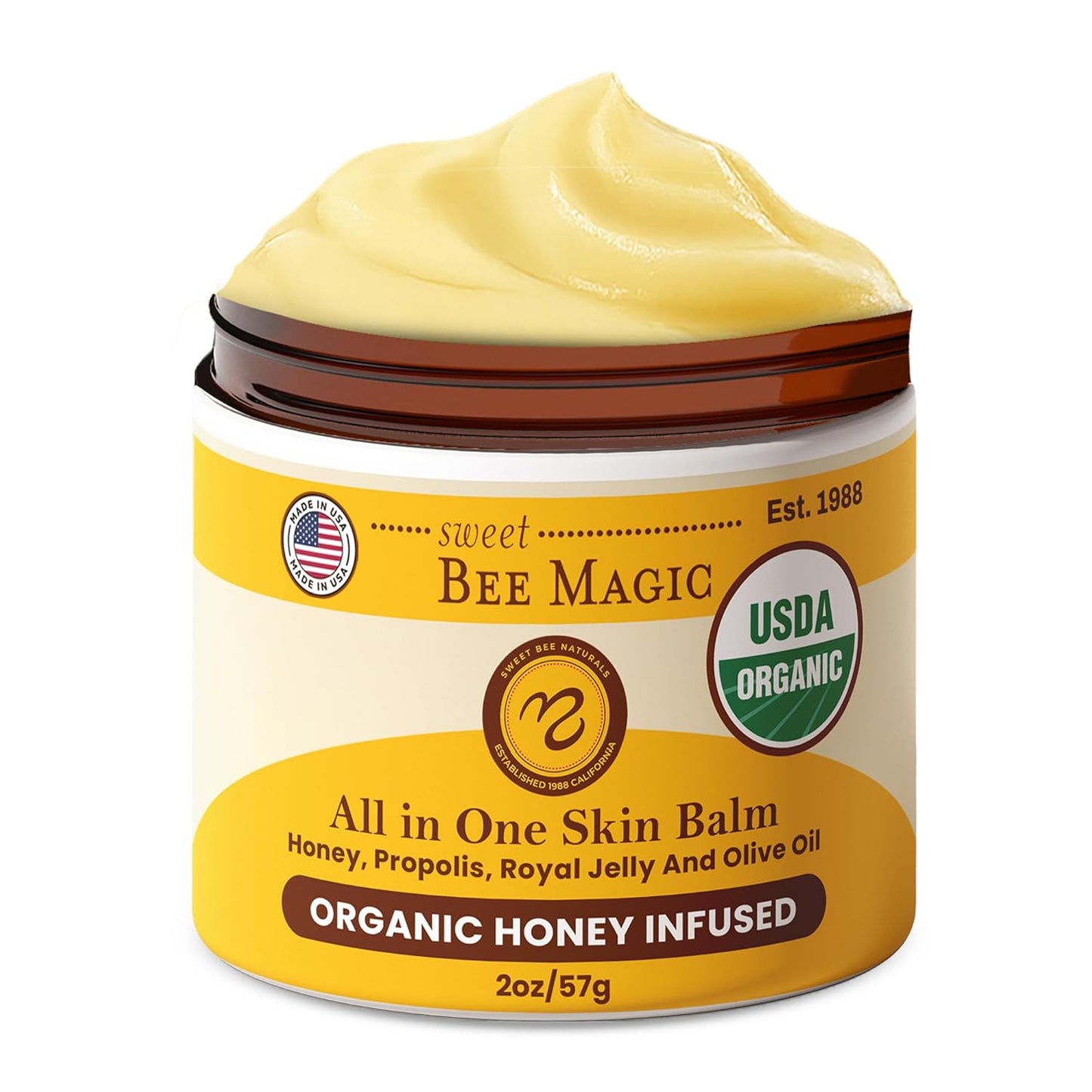 Sweet Bee Magic All In One Healing Organic Balm - Natural Skin Healing Cream, Beeswax Balm for Dry Skin, Face & Body Moisturizer - Certified Organic, All Natural Aid- 3 Jars (4oz Each, 12oz Total)